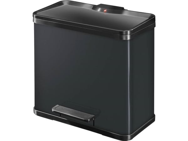 Hailo pedalavfallsbeholder Öko trio plus L, 3x9 L, svart i stålplate og plast, Soft-Close-mekanisme, 1 stk (0633-260)