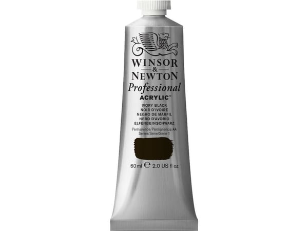 Winsor & Newton Professional Acrylic, 60 ml, Svart, Elfenben, Rør