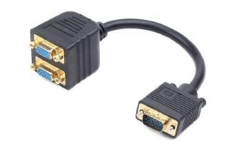 Cablexpert - VGA-splitter - HD-15 (VGA) (hunn) til HD-15 (VGA) (hann) - 20 cm - tommelskruer - svart