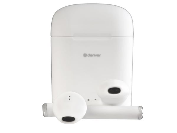 DENVER TWE-46 - True wireless-hodetelefoner med mikrofon - ørepropp - Bluetooth - hvit