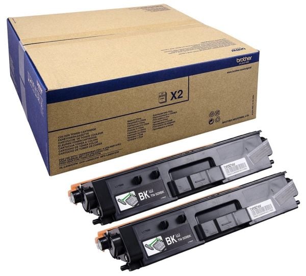 Brother TN329BK - 2-pack - svart - original - tonerpatron - for Brother DCP-L8450CDW