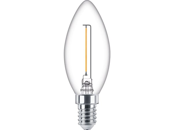Philips - LED-filamentlyspære - form: B35 - klar finish - E14 - 1.4 W (ekvivalent 15 W) - klasse F - varmt hvitt lys - 2700 K