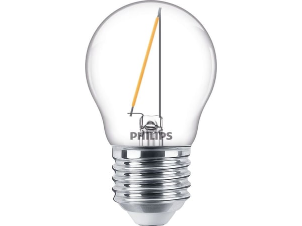 Philips - LED-filamentlyspære - form: P45 - klar finish - E27 - 1.4 W (ekvivalent 15 W) - klasse F - varmt hvitt lys - 2700 K