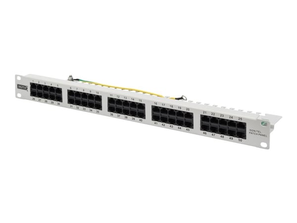 DIGITUS CAT 3 ISDN - Koblingspanel - rackmonterbar - CAT 3 - RJ-45 X 50 - grå, RAL 7035 - 1U - 19"