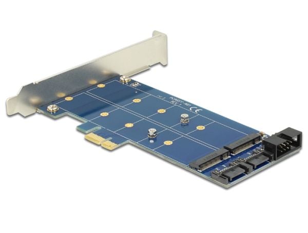 DeLOCK PCI Express Card > 2 x internal M.2 NGFF - Lagringskontrol - USB 2.0 / M.2 Card / SATA 6Gb/s lavprofil - 6 Gbit/s - PCIe x1 (M-key kompatibel)