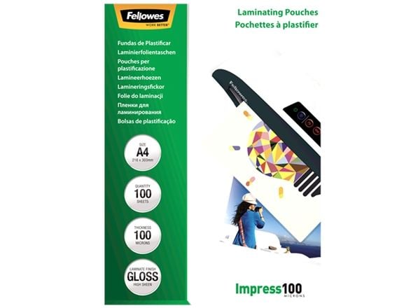 Fellowes Laminating Pouches - 100 mikroner - 100-pack - 216 x 303 mm lamineringspunger
