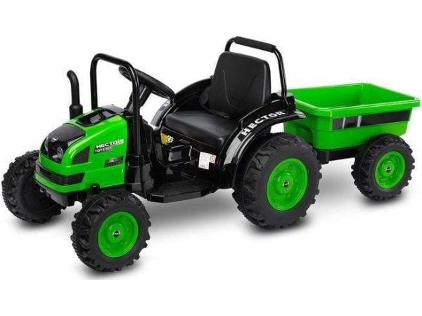 Toyz akkutraktori perävaunulla Caretero Toyz Hector ladattava traktori + kaukosäädin - vihreä