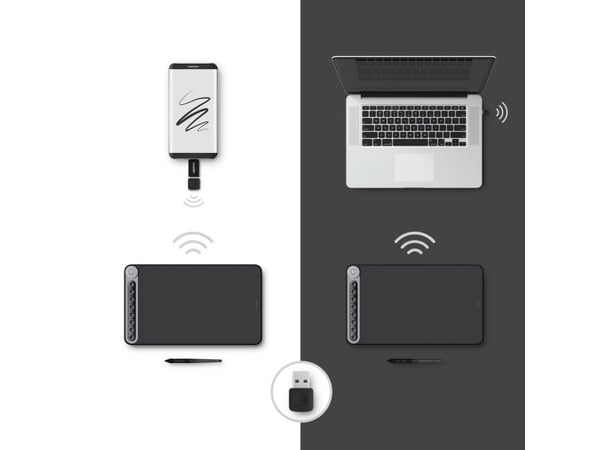 HUION Q620M, Langallinen & langaton, 5080 lpi, 266,7 x 166,7 mm, USB, 1 cm, Musta