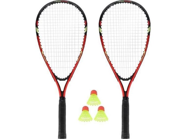 Nils Extreme NRS001 set för speedminton: 2 racketar + fjädrar + fodral (röd Nils)