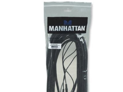 Manhattan 10m SVGA Audio Cable, 10 m, VGA (D-Sub) + 3.5mm, VGA (D-Sub) + 3.5mm, Nickel, Svart, Hankjønn/hankjønn