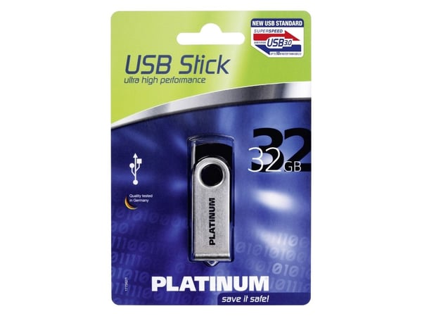 Platinum TWS USB-flashdrev 32 GB Sort 177491 USB 3.0 Platinum TWS USB-flashdrev 32 GB Sort 177491 USB 3.0