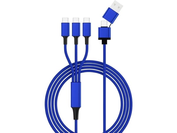 Smrter USB-ladekabel USB 2.0 USB-A hann, USB-C™-kontakt, USB-C™-kontakt, USB-C™-kontakt 1,20 m blå SMRTER_TRIO_C_NB