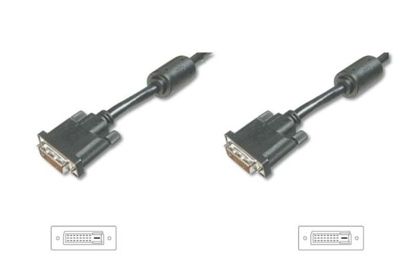 ASSMANN - DVI-kabel - dobbeltlenke - DVI-D (hann) til DVI-D (hann) - 2 m - formstøpt - svart