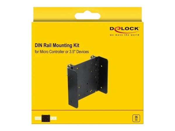 Delock DIN rail Mounting Kit for Micro Controller or 3.5" Devices - DIN-skinnemonteringssett - svart
