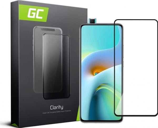 Green Cell Clarity - Skjermbeskyttelse for mobiltelefon - 2.5D - glass - rammefarge svart - for Xiaomi Redmi K30