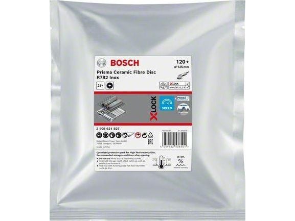 Bosch R782 - Slipeskive - for rustfritt stål - 25 deler - 125 mm - X-LOCK - grovkorn: K120 - for GWX Professional 750-125