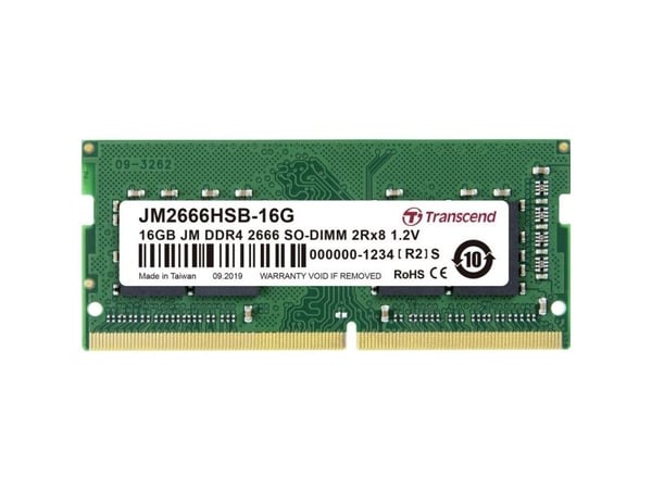 Transcend JetRAM - DDR4 - modul - 16 GB - SO DIMM 260-pin - 2666 MHz / PC4-21300 - CL19 - 1.2 V - ikke-bufret - ikke-ECC