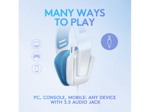 Logitech G G335 Wired Gaming Headset - Hodesett - full størrelse - kablet - 3,5 mm jakk - hvit - Discord Certified