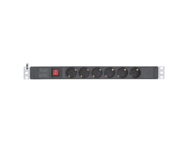 InLine 16416S, 6 AC-utganger, 3680 W, 1,5 mm², Svart, Aluminium, Plast, Aluminium, Plast
