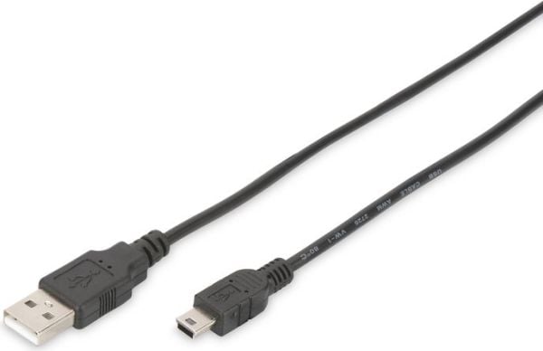 DIGITUS - USB-kaapeli - USB (han) til mini-USB type B (han) - USB 2.0 - 1 m - formet - lajittelu