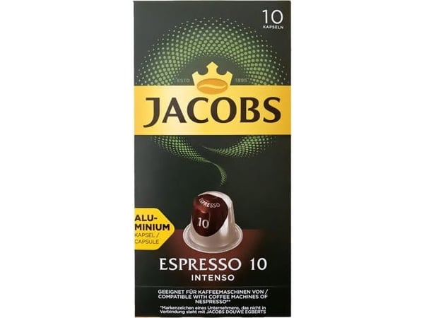 Jacobs ESPRESSO 10 INTENSO, Kaffe kapsyl, Espresso, Nespresso, 10 kopper, Boks