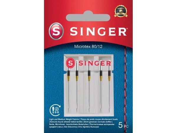 Saksømaskin Singer nåler Microtex 80/12 (5 stk)