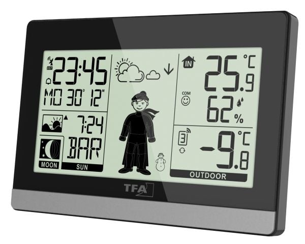 TFA-Dostmann Weather Boy, Musta, Kosteusmittari sisäkäyttöön, Lämpömittari sisäkäyttöön, Lämpömittari ulkokäyttöön, Muovi, 20 - 95%, -9,9 - 50 °C, ...