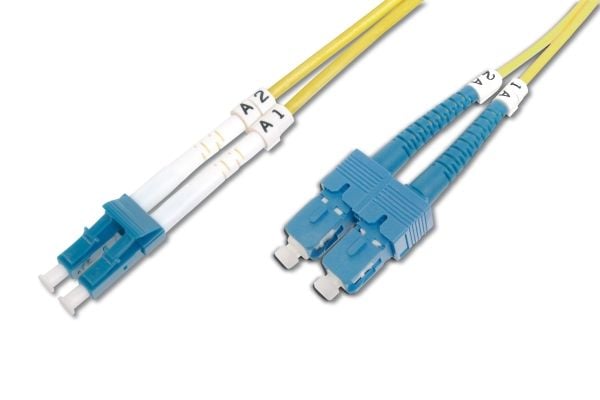 DIGITUS - Koblingskabel - LC-enkeltmodus (hann) til SC-enkeltmodus (hann) - 10 m - fiberoptisk - 9 / 125 micron - OS1 - halogenfri - gul