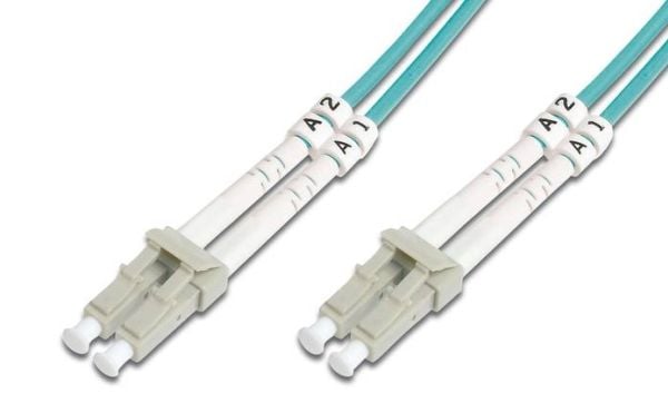 DIGITUS - Nettverkskabel - LC multimodus (hann) til LC multimodus (hann) - 2 m - fiberoptisk - 3 mm - 50 / 125 mikroner - OM3 - med støvel, halogen...