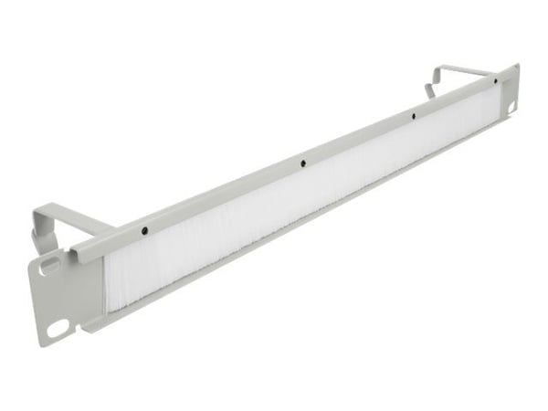 Delock Cable Management Brush Strip with 2 hooks - Styringspanel for rackkabler med børste - grå - 1U - 19"