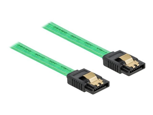 Delock SATA 6 Gb/s Cable UV glow effect - SATA-kabel - Serial ATA 150/300/600 - SATA til SATA - 50 cm - grønn