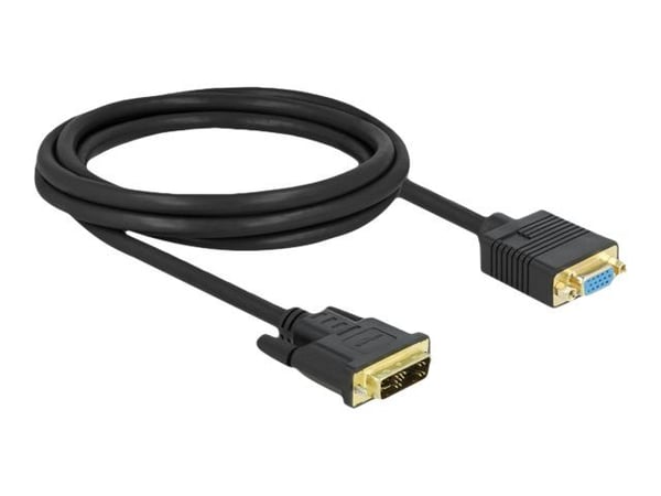 Delock - Adapterkabel - enkeltlenke - DVI-A (hann) til HD-15 (VGA) (hunn) - 2 m - tommelskruer - svart