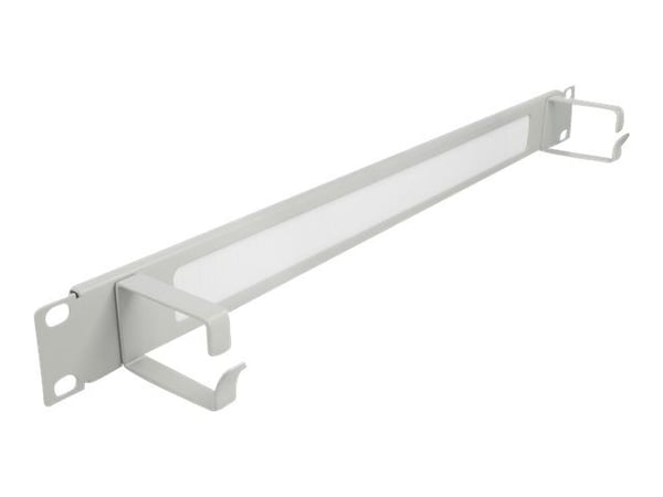 Delock Cable Management Brush Strip with 2 hooks - Styringspanel for rackkabler med børste - grå - 1U - 19"