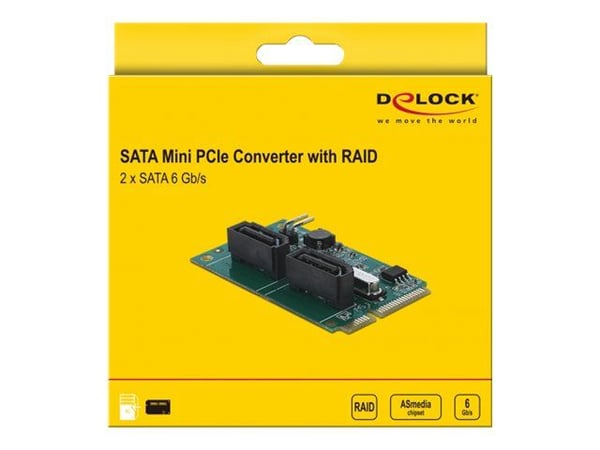 Delock - Diskkontroller - 2 Kanal - SATA 6Gb/s - RAID RAID 0, 1 - PCIe 2.0 Mini Card
