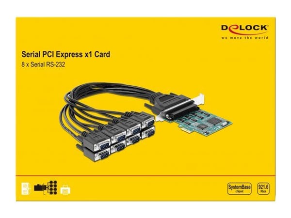 DeLOCK - Seriell adapter - PCIe 1.1 - RS-232 x 8 - svart, grønn (90411)