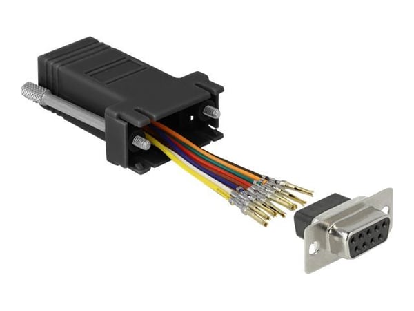 DeLOCK 66165, Sub-D 9 pin, Rj-45, Musta, Ruostumaton teräs