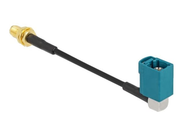 DeLOCK - Antennekabel - FAKRA Z-kontakt (W) vinklet til SMA (W) skott - 10 cm - coax - svart (88725)