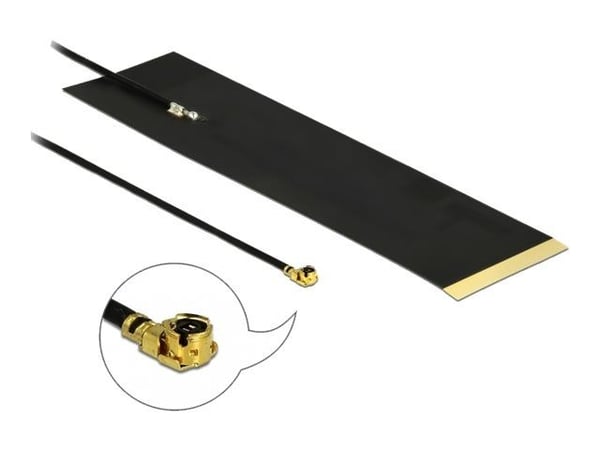 DeLOCK LTE antenni MHF I plug 1.9 - 3.9 dBi 1.13 15 cm FPC sisäinen itseliimautuva - Antenni - Älykäs koti - 1.9 - 3.9 dBi - tarrakiinnitys - musta