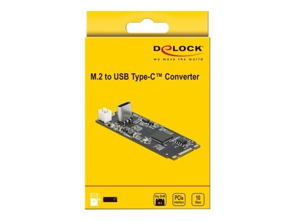 DeLOCK Converter M.2 Key B+M hanne til USB Type-C - grensesnittadapter - PCIe - 10 Gbit/s - USB 3.1 (Gen 2) (63174)