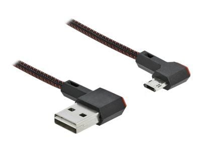 Delock Easy - USB-kabel - USB (hann) venstre/høyre-vinklet, reversibel til Micro-USB type B (hann) venstre/høyre-vinklet, reversibel - 1.5 m - svart