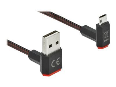 Delock Easy - USB-kabel - USB (hann) opp/ned-vinklet, vendbar til Micro-USB type B (hann) opp/ned-vinklet, vendbar - 2 m - svart