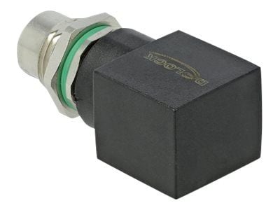Delock - Nettverksadapter - 8-pins M12 (hunn) rett til RJ-45 (hunn) vinklet - CAT 6a - svart