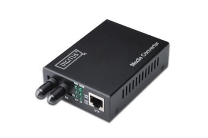 DIGITUS Professional DN-82010-1 - Fibermedieomformer - 100Mb LAN - 10Base-T, 100Base-FX, 100Base-TX - RJ-45 / ST flermodus - opp til 2 km - 1310 nm