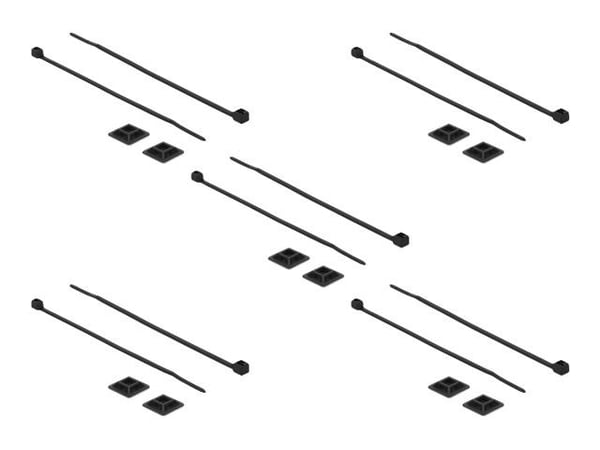 Delock-kiinnitysalusta 20 x 20 mm kaapelisiteellä L 200 x L 2,5 mm musta