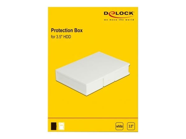 Delock - Beskyttelsesboks for harddisk - kapasitet: 1 harddiskstasjon (3,5") - hvit