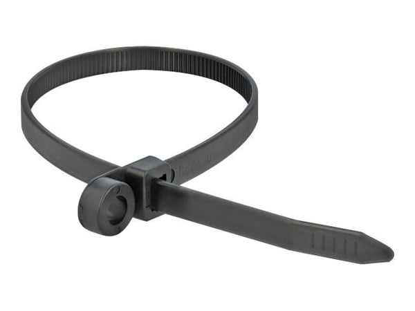 DeLOCK 18952, Kaksiaukkoinen johdinside, Polyamidi, Musta, -40 - 85 °C, 30 cm, 7,6 mm