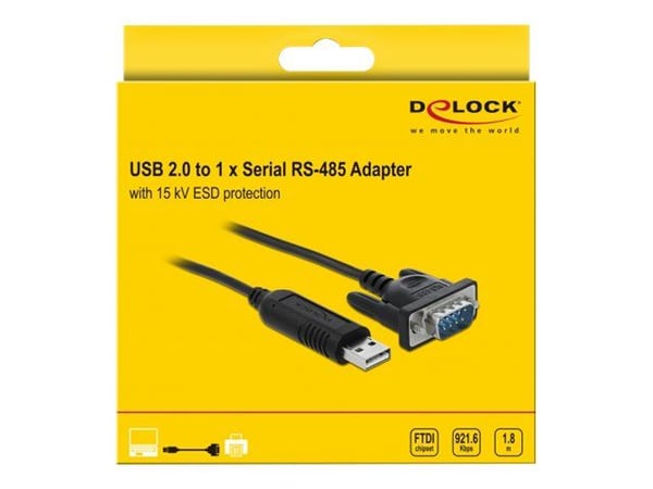 Delock - Seriell kabel - USB (hann) til DB-9 (hann) - 1.8 m - tommelskruer - svart