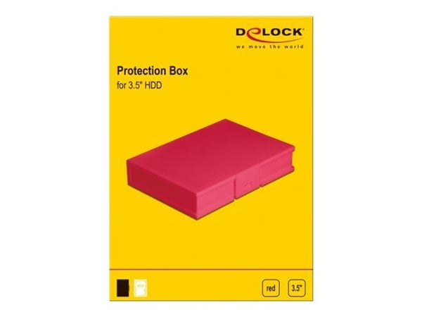 Delock Protection Box - Beskyttelsesboks for harddisk - kapasitet: 1 harddiskstasjon (3,5") - rød