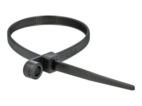 DeLOCK 18950, Kaksiaukkoinen johdinside, Polyamidi, Musta, -40 - 85 °C, 20 cm, 4,8 mm