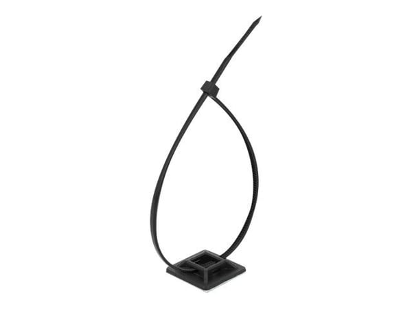 Delock-kiinnitysalusta 20 x 20 mm kaapelisiteellä L 200 x L 2,5 mm musta